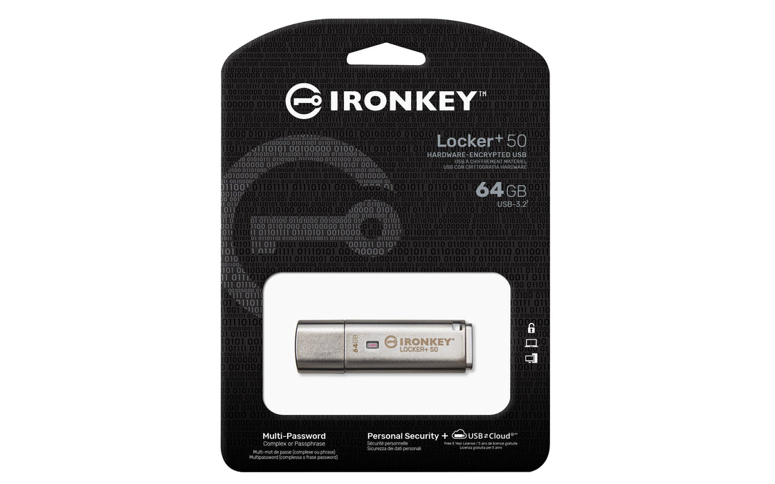 EAN 0740617329360 - Kingston Technology IronKey Locker+ 50 unidad flash USB USB tipo A 3.2 Gen 1 (3.1 Gen 1) Plata imagen 3