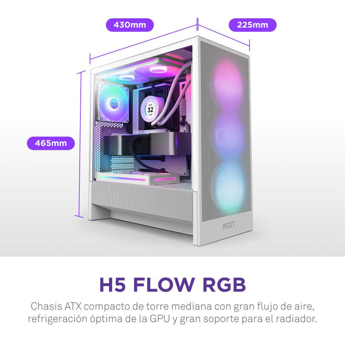 EAN 5056547205861 - NZXT H5 Flow RGB Midi Tower Blanco imagen 10