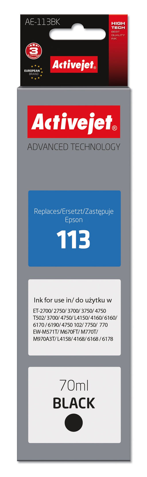 EAN 5901443115656 - Activejet AE-113BK cartucho de tinta 1 pieza(s) Compatible Rendimiento estándar imagen 1