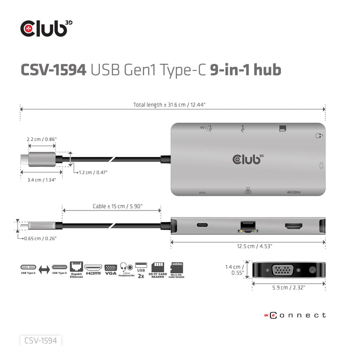 EAN 8719214472177 - CLUB3D CSV-1594 base para portátil y replicador de puertos USB 3.2 Gen 1 (3.1 Gen 1) Type-C Negro, Gris imagen 11