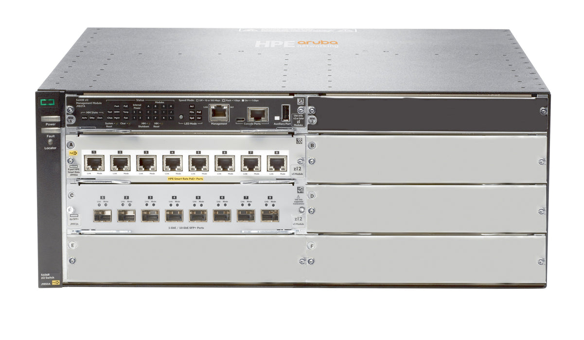 EAN 888182604397 - HPE Aruba Networking 5406R 8-port 1/2.5/5/10GBASE-T PoE+ / 8 port SFP+ (No PSU) v3 zl2 Switch imagen 1