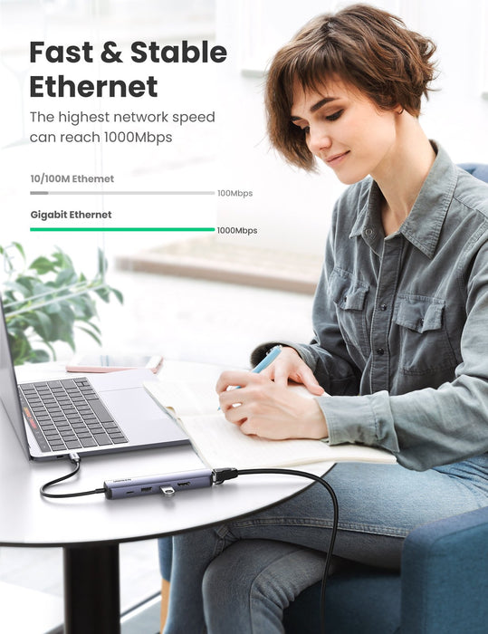 EAN 6957303819195 - Ugreen 10919 base para portátil y replicador de puertos Alámbrico USB 3.2 Gen 1 (3.1 Gen 1) Type-C Gris imagen 3