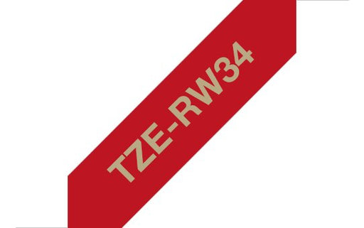 EAN 4977766770378 - Brother TZE-RW34 cinta para impresora de etiquetas Oro sobre rojo imagen 1