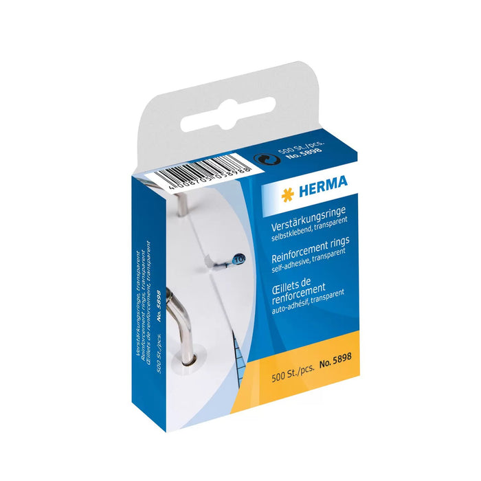 EAN 4008705058988 - HERMA Reinforcement rings self-adhesive ø 12 transparent 500 pcs. etiqueta autoadhesiva 500 pieza(s) imagen 1