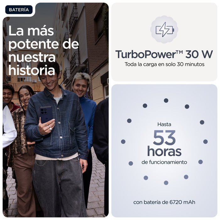 EAN 840023297465 - Motorola moto g86 power 5G 16,9 cm (6.67") SIM doble Android 15 USB Tipo C 8 GB 512 GB 6720 mAh Azul imagen 22