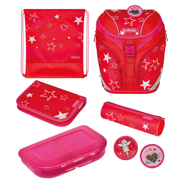 EAN 4008110283920 - Herlitz SoftLight Plus Stars&Strips juego de mochila escolar Chica Poliéster Rosa, Rojo imagen 1