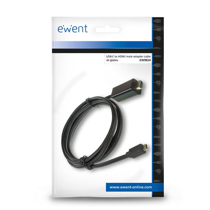 EAN 8054392619601 - Ewent EW9824 adaptador de cable de vídeo 2 m USB Tipo C HDMI tipo A (Estándar) Negro imagen 3
