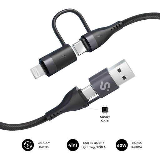 EAN 8436586743628 - SUBBLIM SUBCAB-4IN101 cable USB USB 2.0 USB C Negro imagen 1