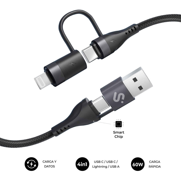 EAN 8436586743628 - SUBBLIM SUBCAB-4IN101 cable USB USB 2.0 USB C Negro imagen 1