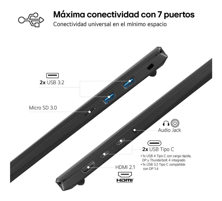 EAN 8806096298121 - LG Gram Pro 16Z90SP Intel Core Ultra 7 155H Portátil 40,6 cm (16") WQXGA+ 32 GB LPDDR5-SDRAM 1 TB SSD Wi- imagen 9