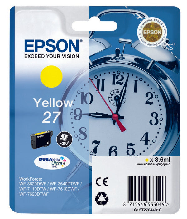 EAN 8715946533049 - Epson Alarm clock 27 DURABrite Ultra cartucho de tinta 1 pieza(s) Original Amarillo imagen 1