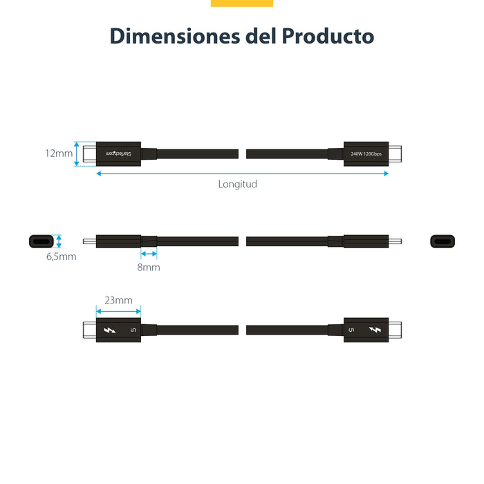 EAN 0065030910064 - StarTech.com TBLT5MM80CM240W cable Thunderbolt 0,8 m 80 Gbit/s Negro imagen 14
