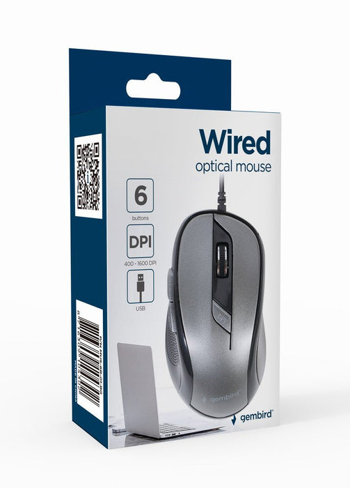 EAN 8716309104302 - Gembird MUS-6B-01-BG ratón Oficina mano derecha USB tipo A Óptico 1600 DPI imagen 2