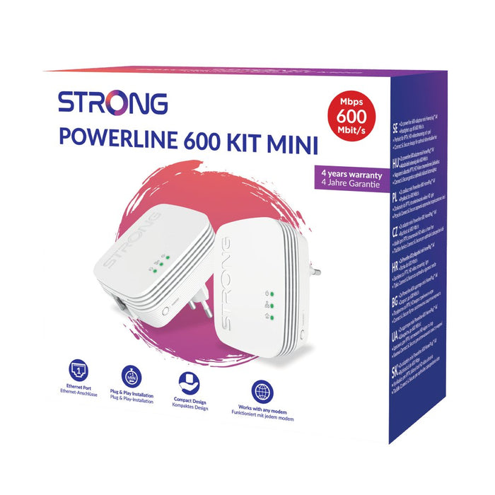 EAN 9120072375682 - Strong POWERL600DUOMINI adaptador de red PowerLine 600 Mbit/s Ethernet Blanco 2 pieza(s) imagen 8