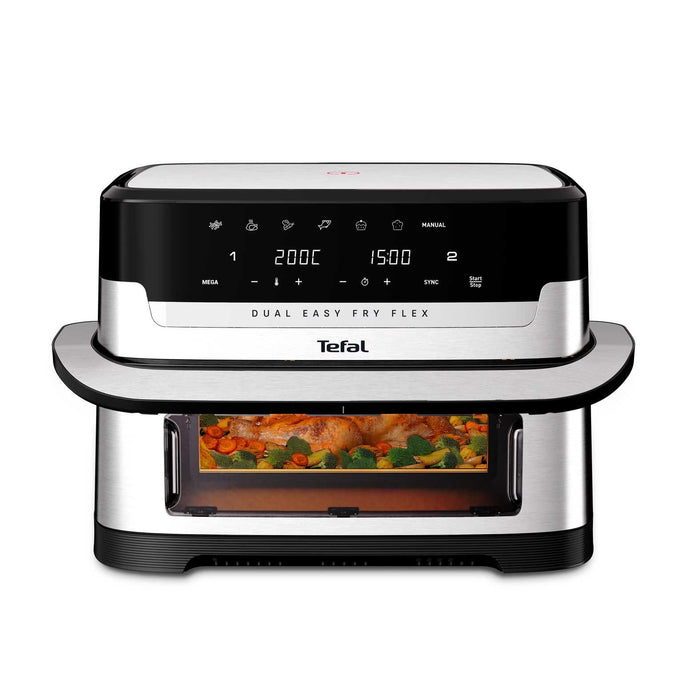 EAN 3045380028753 - Tefal Dual Easy Fry Flex EY922D 9 L Independiente Freidora de aire caliente Negro, Acero inoxidable imagen 2