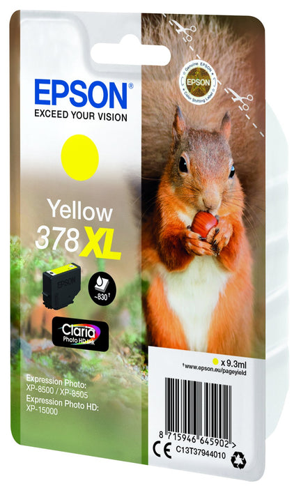 EAN 8715946645902 - Epson Squirrel 378XL cartucho de tinta 1 pieza(s) Original Alto rendimiento (XL) Amarillo imagen 3