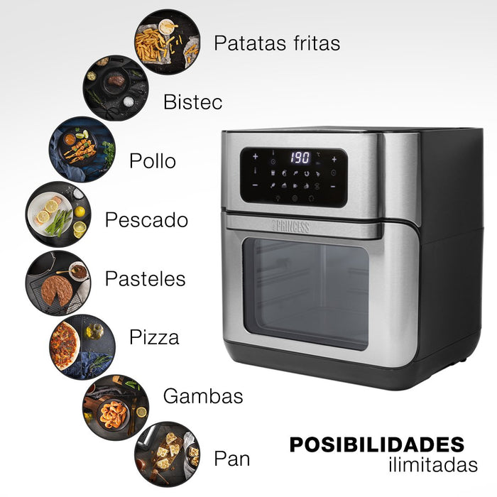 EAN 8713016091451 - Princess 182065 Sencillo 10 L Independiente 1500 W Freidora de aire caliente Plata imagen 60