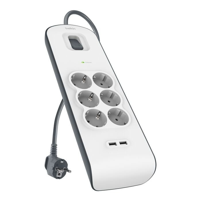 EAN 0745883899463 - Belkin BSV604VF2M-V2 limitador de tensión Gris, Blanco 6 salidas AC imagen 1