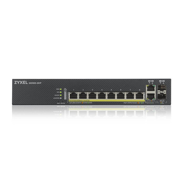 EAN 3540260177748 - Zyxel GS1920-8HPV2 Gestionado Gigabit Ethernet (10/100/1000) Energía sobre Ethernet (PoE) Negro imagen 2