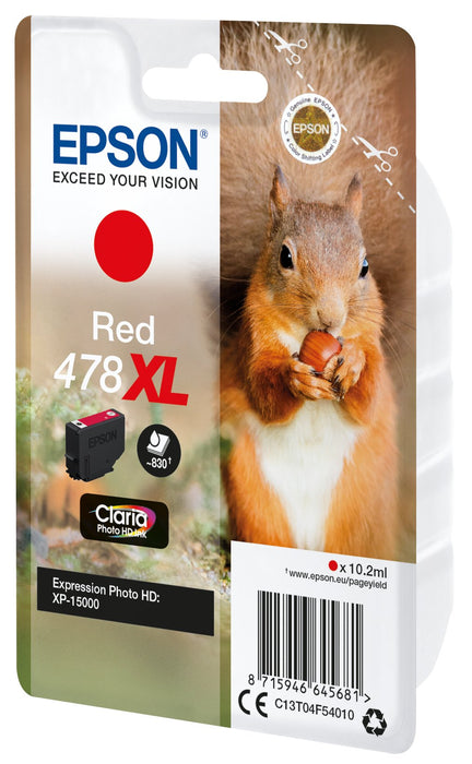 EAN 8715946645681 - Epson Squirrel Singlepack Red 478XL Claria Photo HD Ink cartucho de tinta 1 pieza(s) Original Alto rendim imagen 3