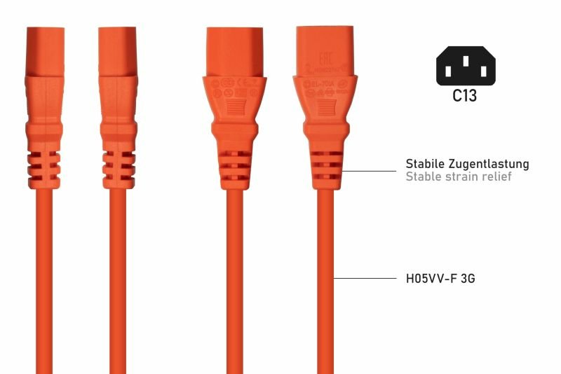 EAN 4066857002310 - Kabelmeister SK0130-O100 cable de transmisión Naranja 10 m Enchufe tipo E+F C13 acoplador imagen 4
