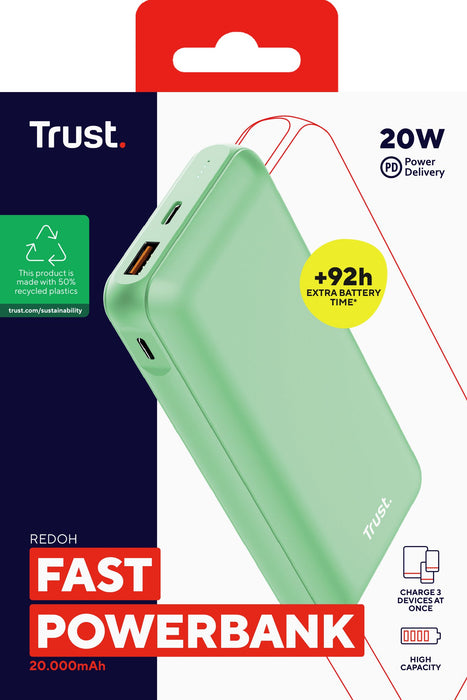 EAN 8713439250350 - Trust Redoh Ión de litio 20000 mAh Verde imagen 6