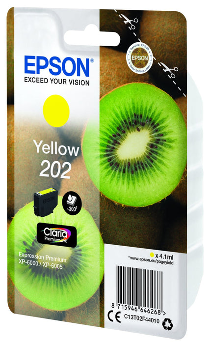 EAN 8715946646268 - Epson Kiwi 202 cartucho de tinta 1 pieza(s) Original Rendimiento estándar Amarillo imagen 3