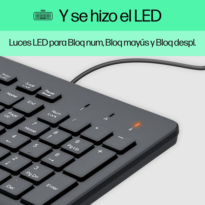 EAN 0196548244133 - HP 150 Wired Keyboard teclado Universal USB QWERTY Inglés Negro imagen 9