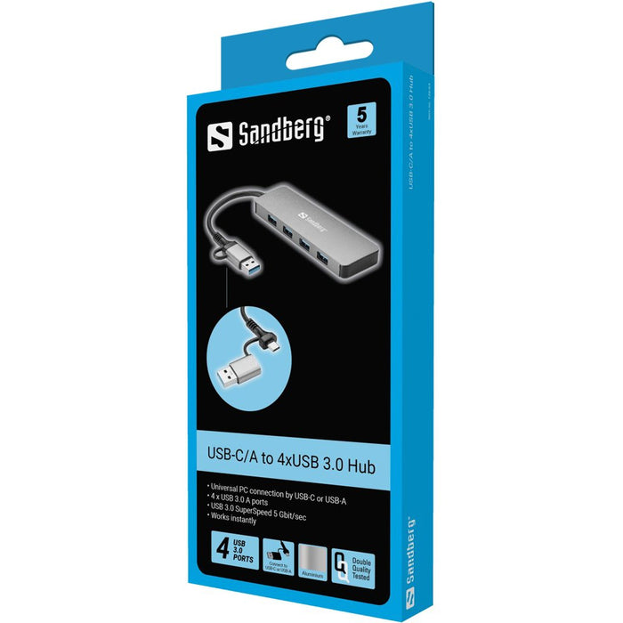 EAN 5705730136634 - Sandberg USB-C/A to 4xUSB 3.0 Hub imagen 3