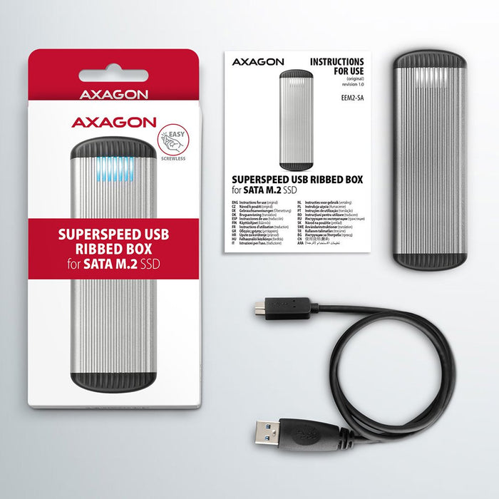 EAN 8595247906489 - Axagon EEM2-SA caja para disco duro externo Caja externa para unidad de estado sólido (SSD) Gris M.2 imagen 11
