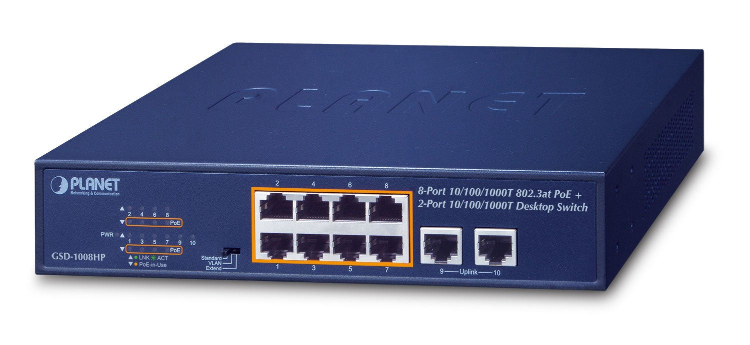 EAN 4711605283090 - PLANET GSD-1008HP switch No administrado Gigabit Ethernet (10/100/1000) Energía sobre Ethernet (PoE) 1U A imagen 1