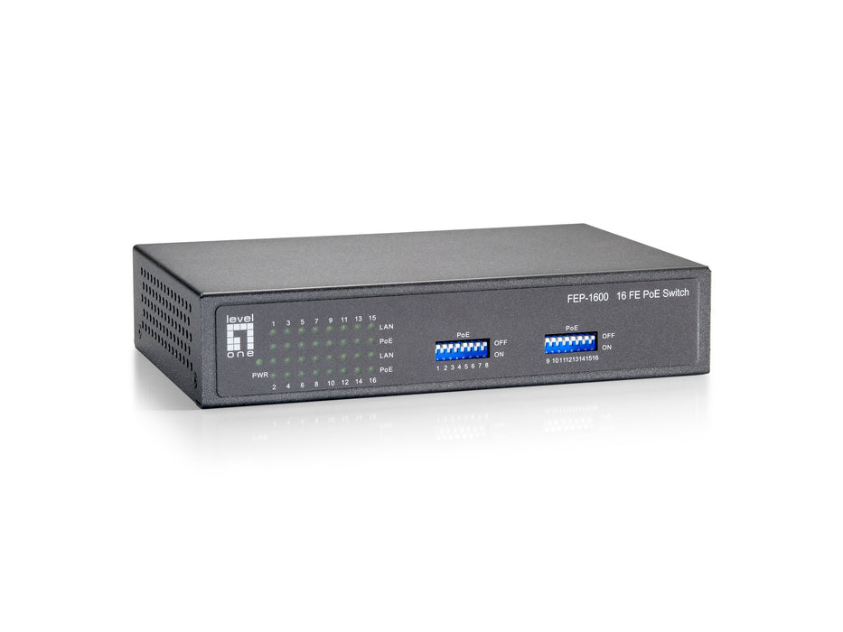 EAN 4015867199831 - LevelOne FEP-1600W90 switch Fast Ethernet (10/100) Energía sobre Ethernet (PoE) Gris imagen 1