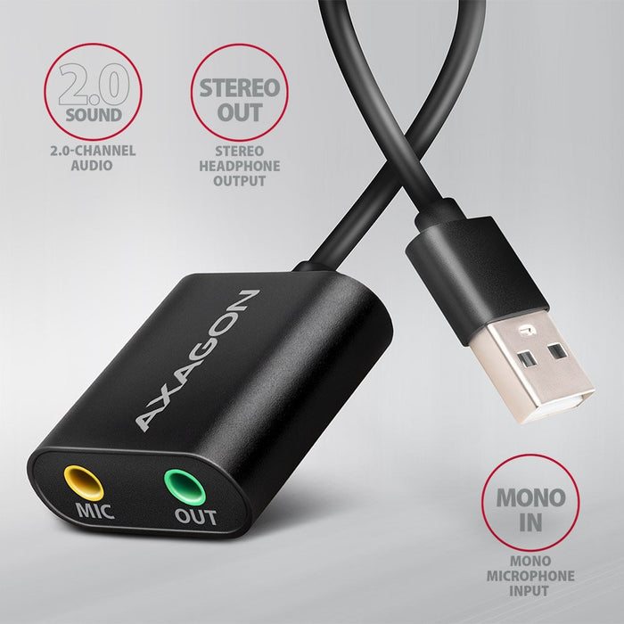 EAN 8595247906298 - Axagon ADA-12 USB 2.0 Stereo Audio Mini-Adapter 15 cm Kabellänge - Kabel - Audio/Multimedia 2.0 canales imagen 2