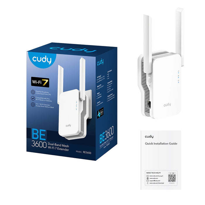EAN 6971690793746 - Cudy RE3600 sistema Wi-Fi Mesh (Wi-Fi en malla) Doble banda (2,4 GHz / 5 GHz) Wi-Fi 7 (802.11be) Blanco 1 imagen 5