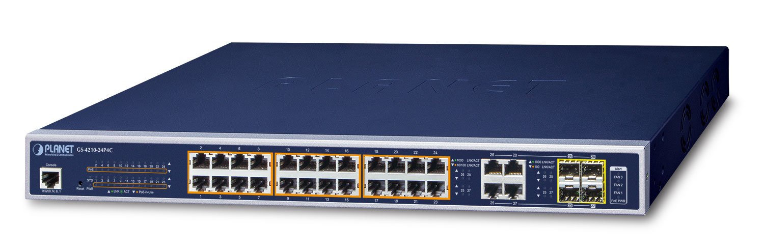EAN 4711605280600 - PLANET GS-4210-24P4C switch Gestionado L2/L4 Gigabit Ethernet (10/100/1000) Energía sobre Ethernet (PoE)  imagen 1