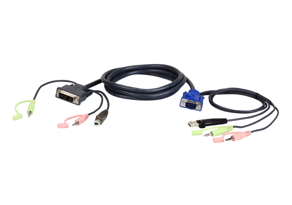 EAN 4719264645068 - ATEN VGA USB to DVI KVM Cable 3m cable para video, teclado y ratón (kvm) Negro, Azul, Verde, Rosa imagen 1