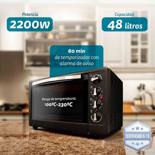 EAN 8426156012995 - Grunkel HR-48RMRUSTI horno tostador 48 L 2200 W Negro Parrilla imagen 2