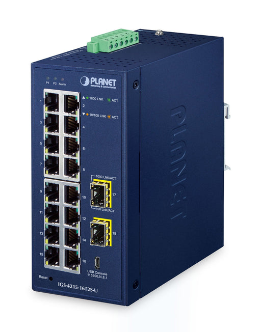 EAN 4711605287104 - PLANET IP30 Industrial L2/L4 16-Port Gestionado L2/L4 Gigabit Ethernet (10/100/1000) Azul imagen 1