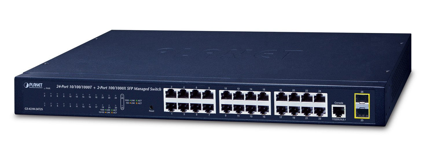 EAN 4711605280785 - PLANET GS-4210-24T2S switch Gestionado L2 Gigabit Ethernet (10/100/1000) 1U Azul imagen 1