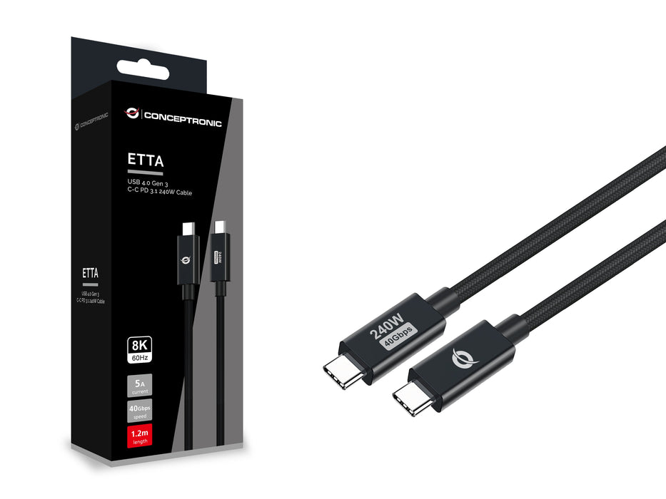 EAN 4015867237946 - Conceptronic ETTA04B12 cable USB USB4 Gen 3x2 1,2 m USB C Negro imagen 3