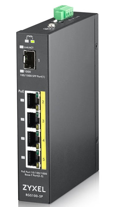 EAN 0760559123970 - Zyxel RGS100-5P No administrado L2 Gigabit Ethernet (10/100/1000) Energía sobre Ethernet (PoE) Negro imagen 1