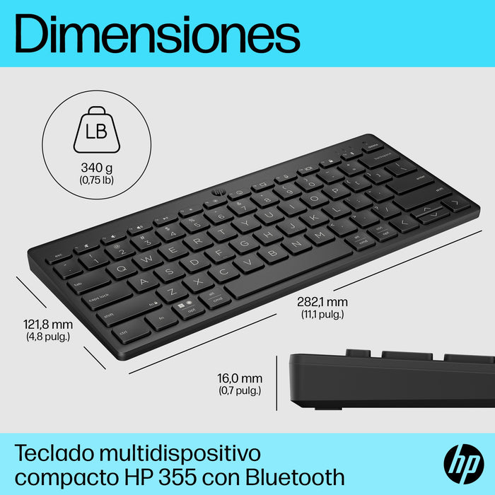 EAN 196548516308 - HP 355 Compact Multi-Device Keyboard teclado Hogar Negro imagen 6