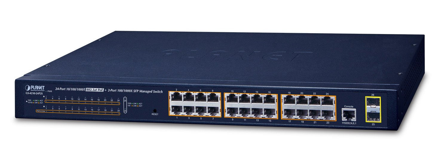 EAN 4711605280181 - PLANET GS-4210-24P2S switch Gestionado L2/L4 Gigabit Ethernet (10/100/1000) Energía sobre Ethernet (PoE)  imagen 1