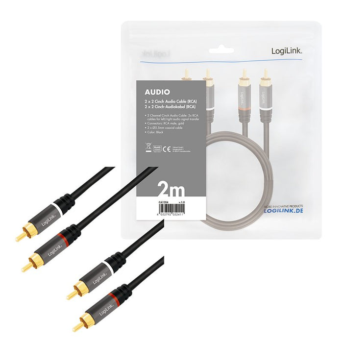 EAN 4052792052411 - LogiLink CA1204 cable de audio 2 m 2 x RCA Negro imagen 5