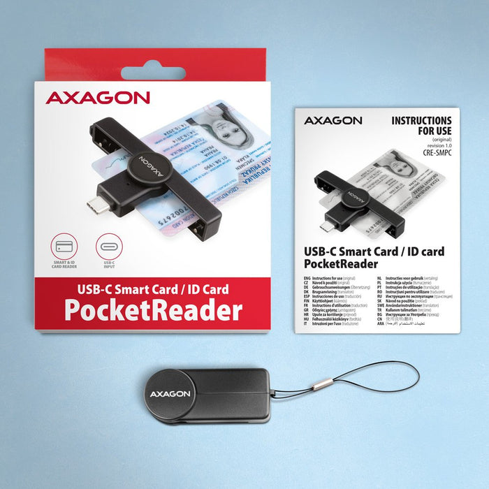 EAN 8595247907851 - Axagon CRE-SMPC USB-C Smart card/ID card PocketReader lector de tarjeta inteligente Interior USB Tipo C N imagen 7