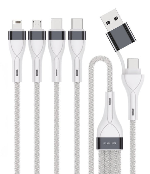 EAN 4252011910175 - 4smarts 541299 cable USB 0,25 m USB C USB C/Micro USB-A/Lightning Plata, Blanco imagen 1