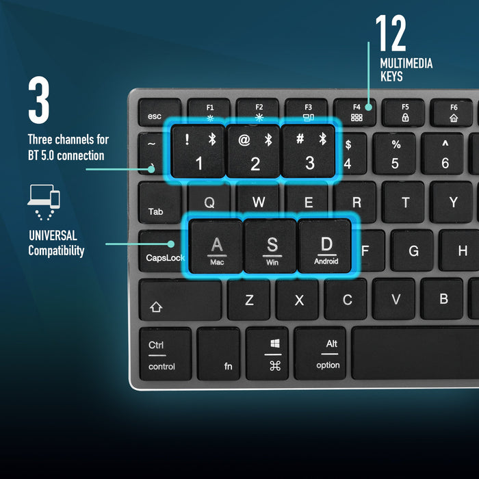 EAN 8435430619423 - NGS FORTUNE-BT, AZERTY, FR teclado Universal Bluetooth Francés Negro, Plata imagen 13