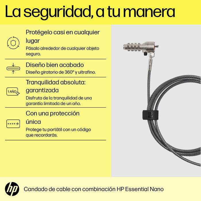 EAN 0196337975859 - HP Essential Nano Combination Cable Lock cable antirrobo Acero inoxidable 1,83 m imagen 4
