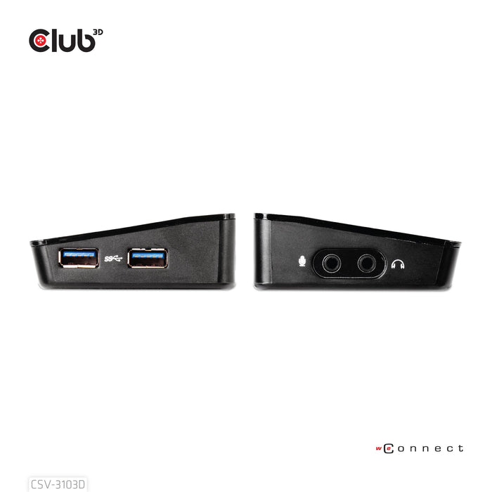 EAN 8717249401070 - CLUB3D SenseVision USB3.0 4K Docking Station Alámbrico USB 3.2 Gen 1 (3.1 Gen 1) Type-A Negro imagen 10