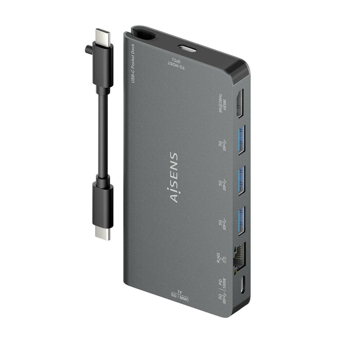 EAN 8436574709773 - AISENS ASUC-8P015-GR base para portátil y replicador de puertos Alámbrico USB 3.2 Gen 1 (3.1 Gen 1) Type- imagen 3
